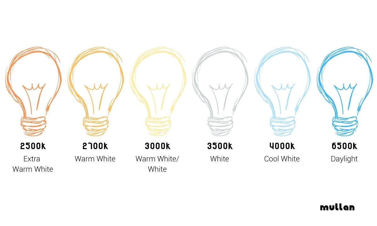 Common Bulb Colour Temperature Scale