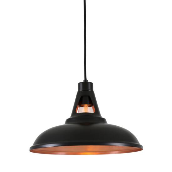 Alma Vintage Pendant Light 31cm, Matt Black and Satin Copper