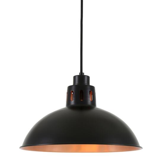 Bessemer Vintage Pendant Light 30cm, Matt Black and Satin Copper
