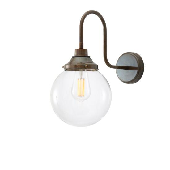 Laguna Clear Globe Swan Neck Wall Light 20cm IP44