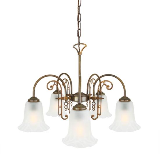 Medan Traditional Five-Arm Brass / Glass Chandelier 62cm IP20