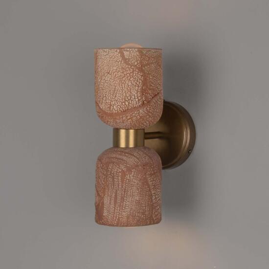 Sakura Red Iron Double Ceramic and Brass Wall Light 31cm IP20