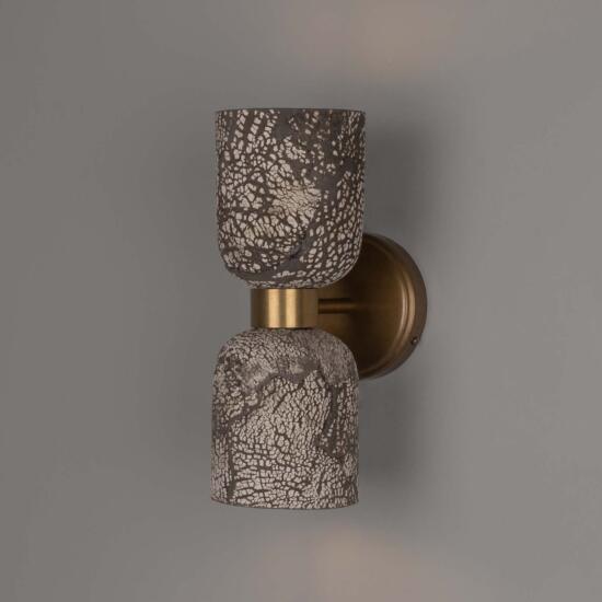 Sakura Black Clay Double Ceramic and Brass Wall Light 31cm IP20