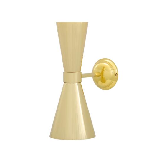 Amias Mid-Century Double Brass Cone Wall Light, Polished Brass
