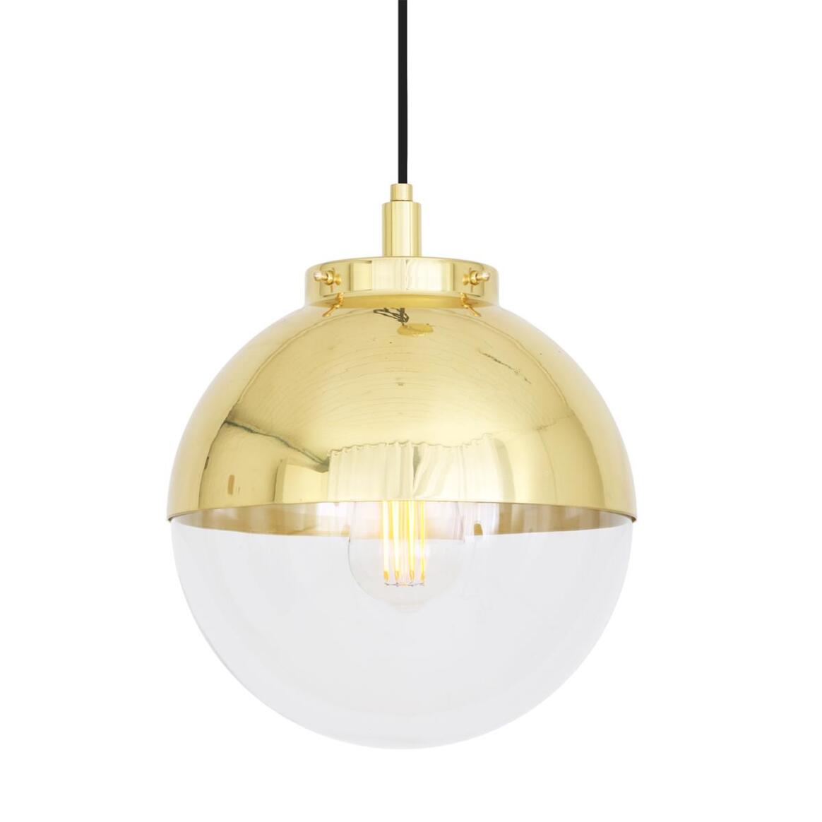 Mica Brass / Glass Dome Pendant Light 26cm IP44 main product image