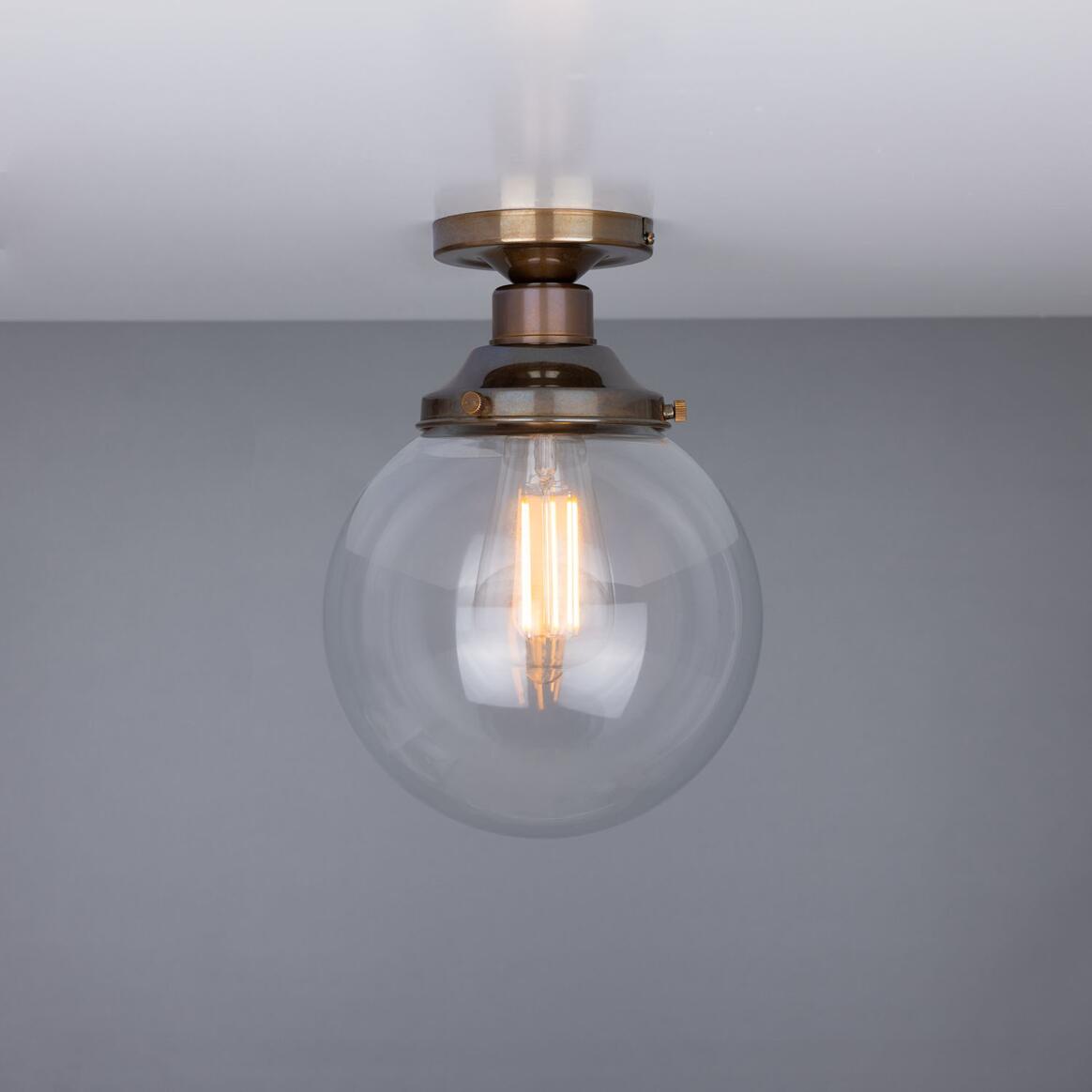 Riad Clear Glass Globe Flush Ceiling Light 20cm main product image