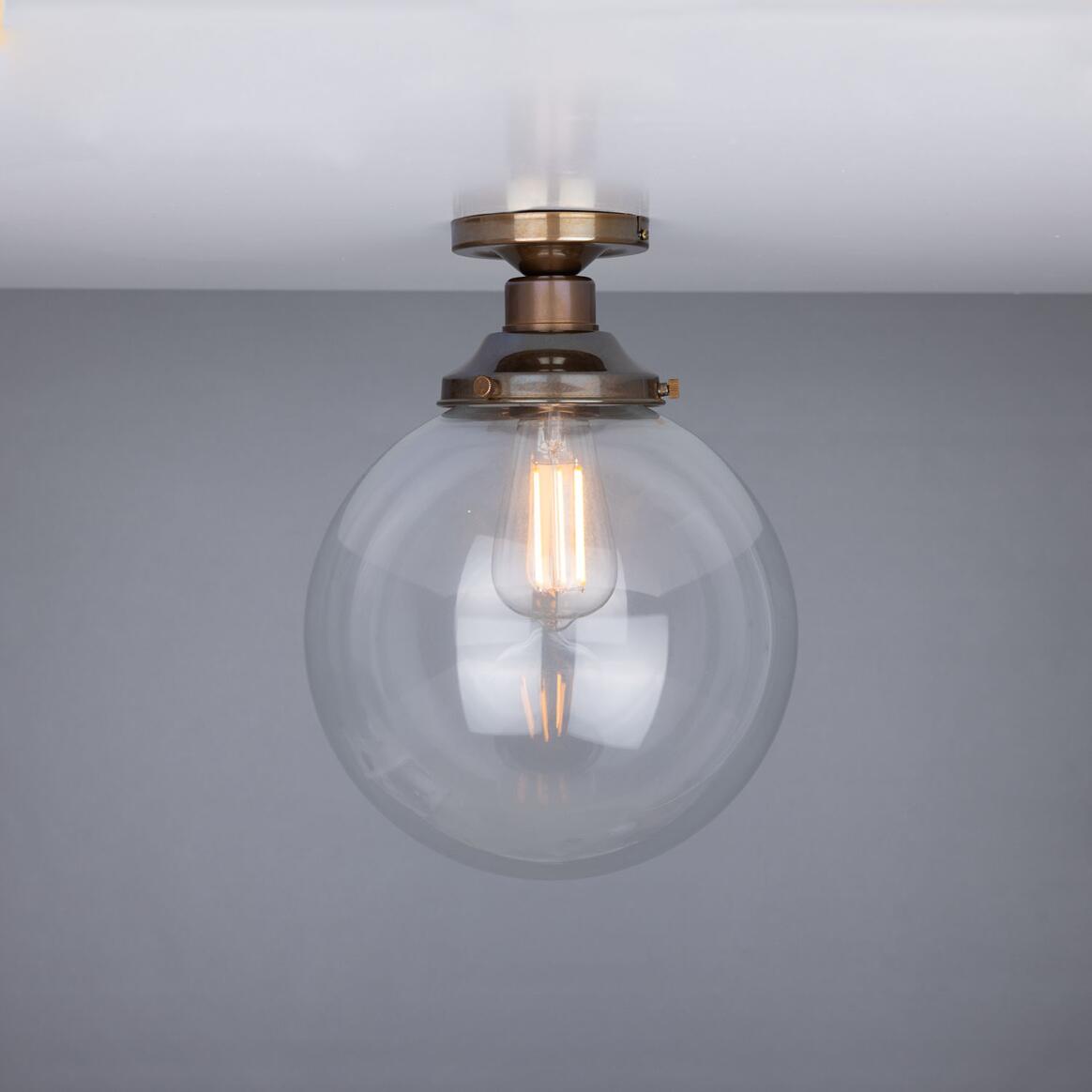 Riad Clear Glass Globe Flush Ceiling Light 25cm main product image