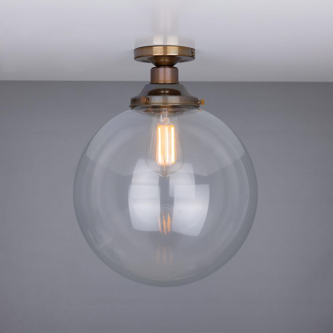 Riad Clear Glass Globe Flush Ceiling Light 30cm IP20 main product image