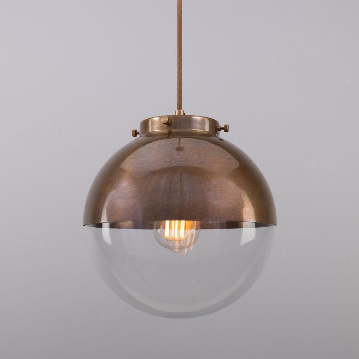Florence Brass and Glass Globe Pendant Light 26cm main product image