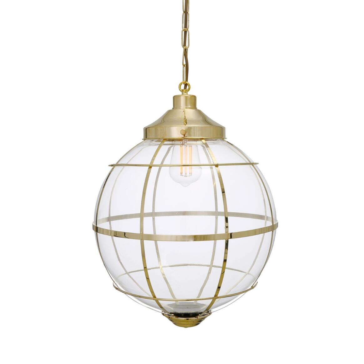 Henlow Glass Globe Pendant Light with Brass Cage main product image