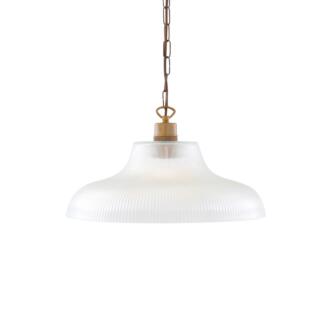 London Prismatic Railway Glass Pendant Light 40cm, Antique Brass