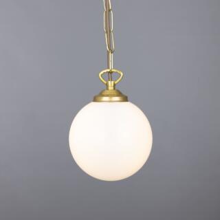 Yaounde Opal Frosted Glass Globe Pendant Light 14cm, Satin Brass