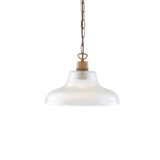 London Prismatic Railway Glass Pendant Light 30cm, Antique Brass