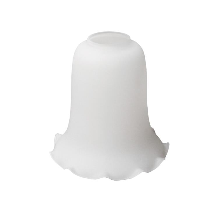 White crimped edge bell glass lamp shade 15.5cm