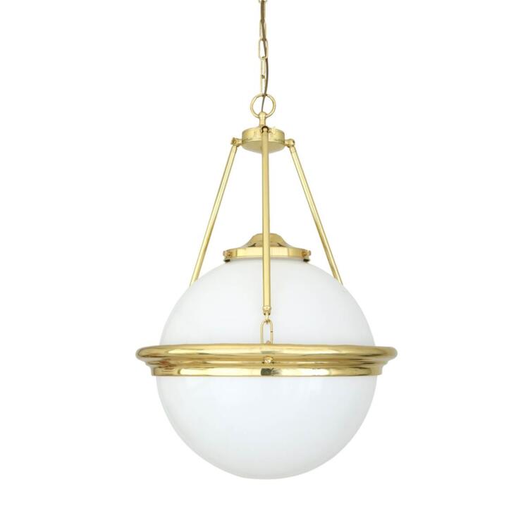 Ardee Traditional Brass Opal Globe Chandelier