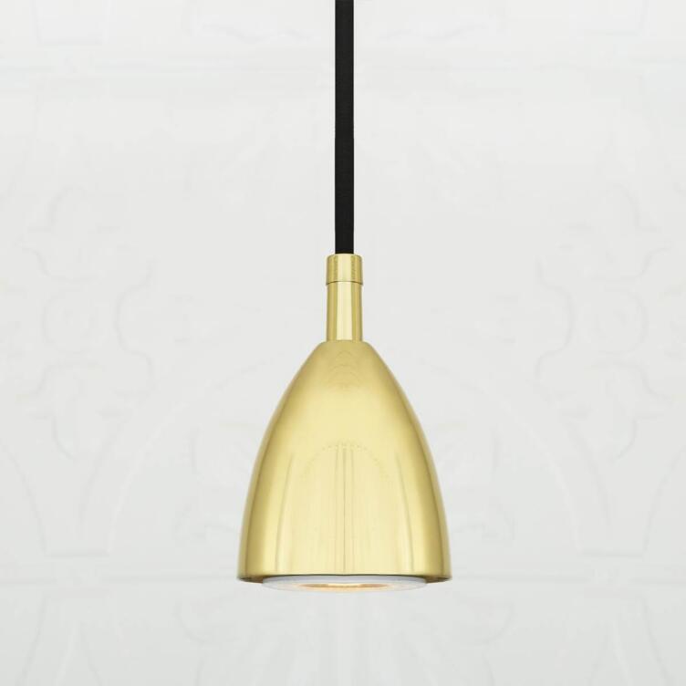 Lainio Small Modern Brass Cone Pendant Light 7cm, Satin Brass