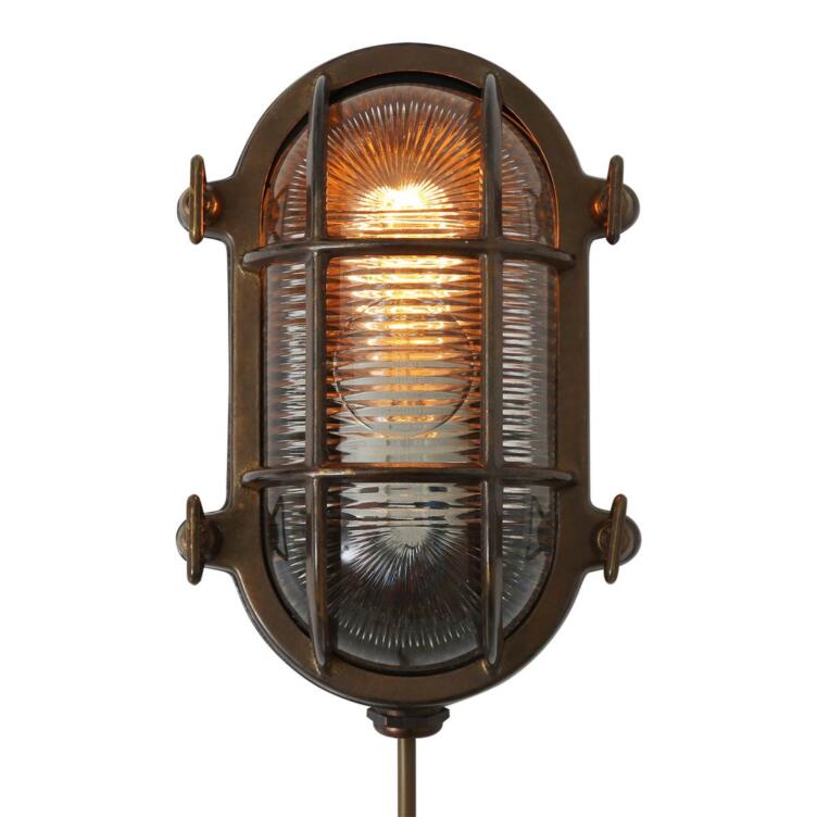 Ruben Marine Nautical Bulkhead Wall Light IP64, Antique Brass