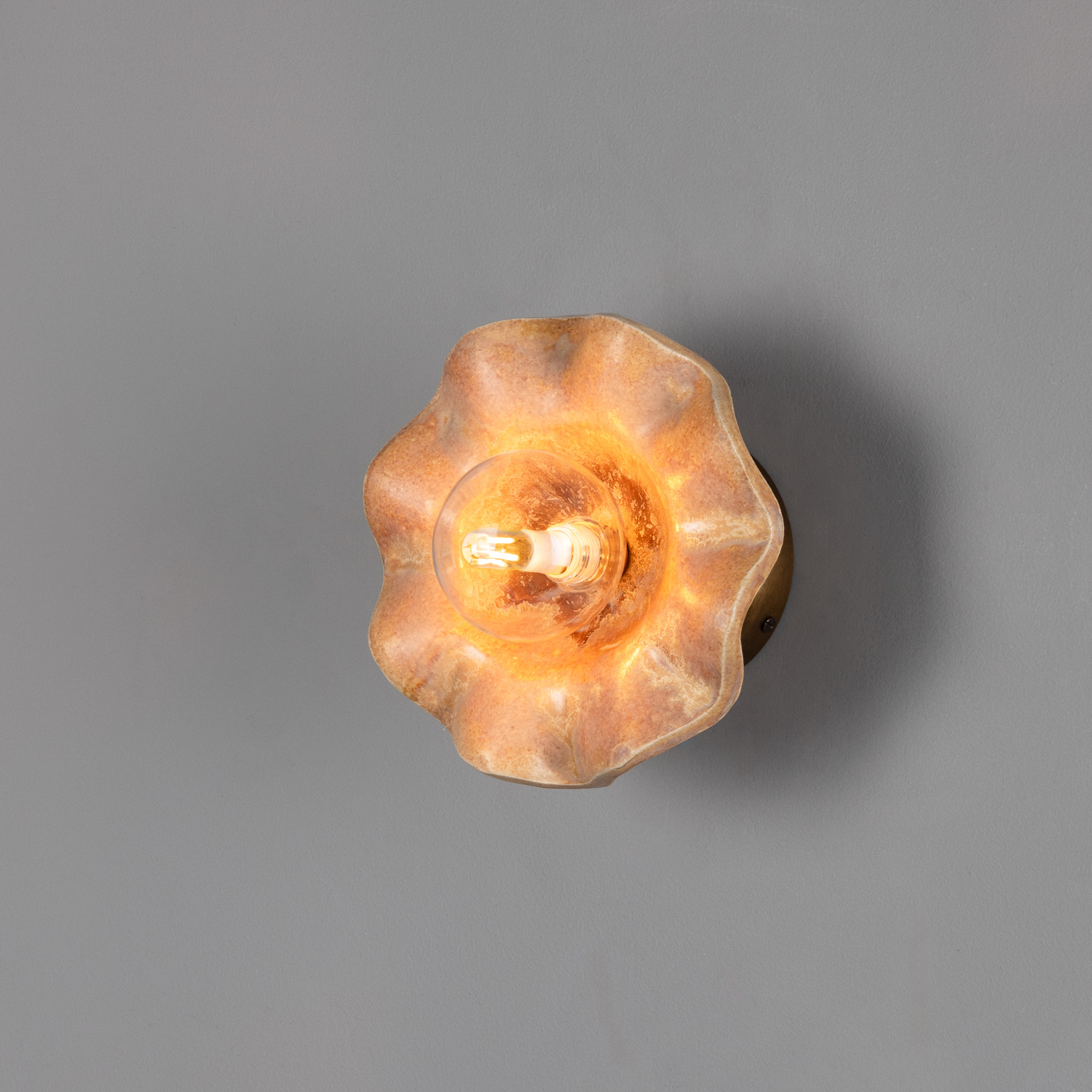 Rivale Wall Light with Wavy Ceramic Shade, Oatstone 21cm IP20