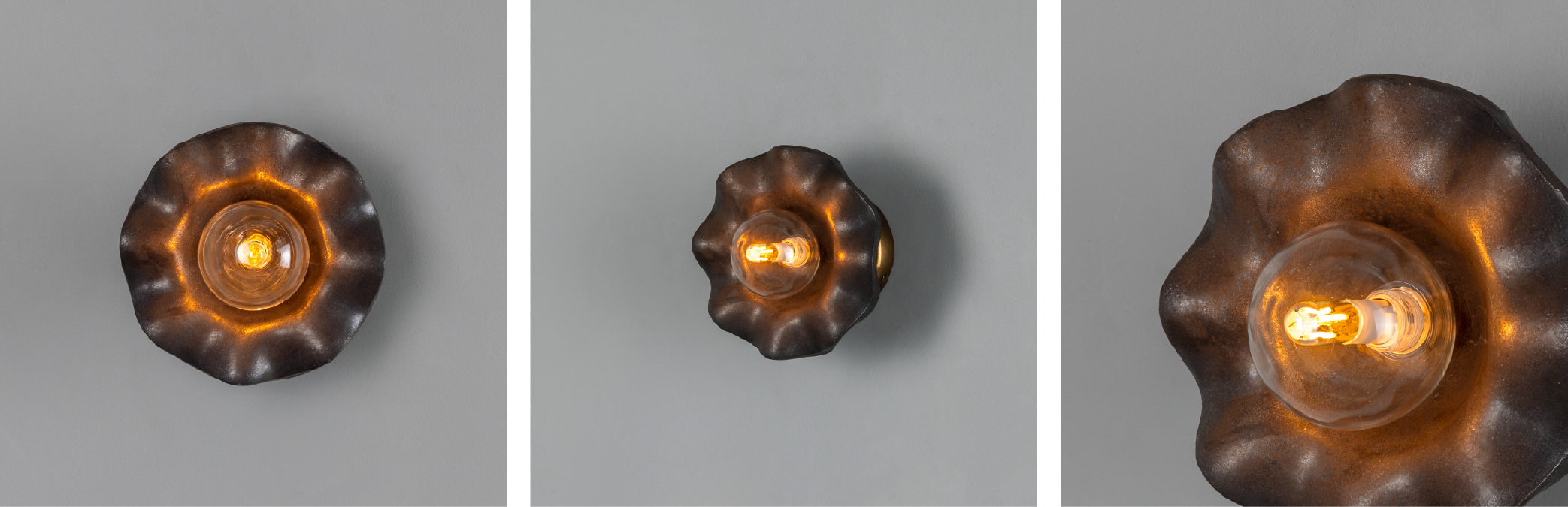 Rivale Wall Light with Wavy Ceramic Shade, Metallic Earth 21cm IP20